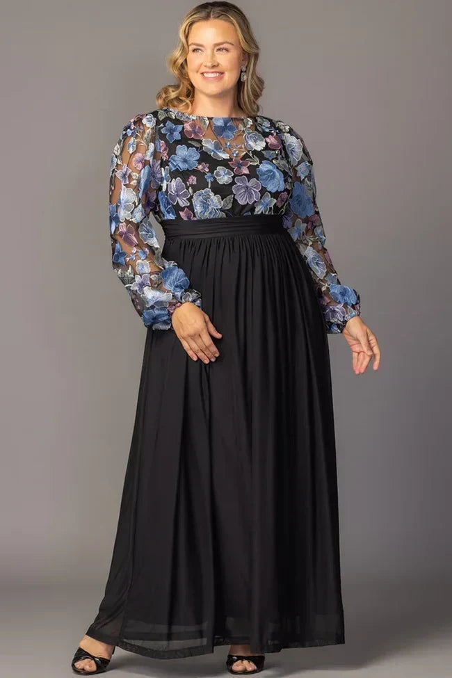 Eternal Embroidered Bodice Evening Gown Floral Frolic - Plus