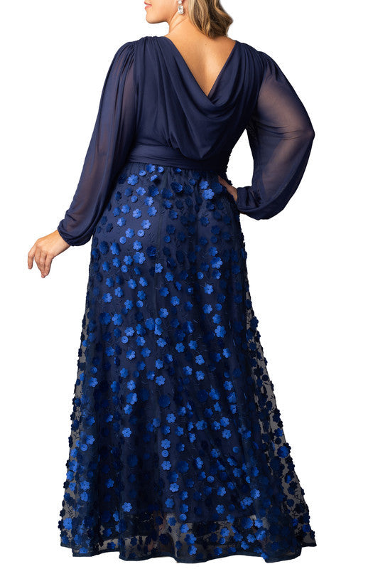 Blossoming Beauty Mesh Evening Gown - Plus