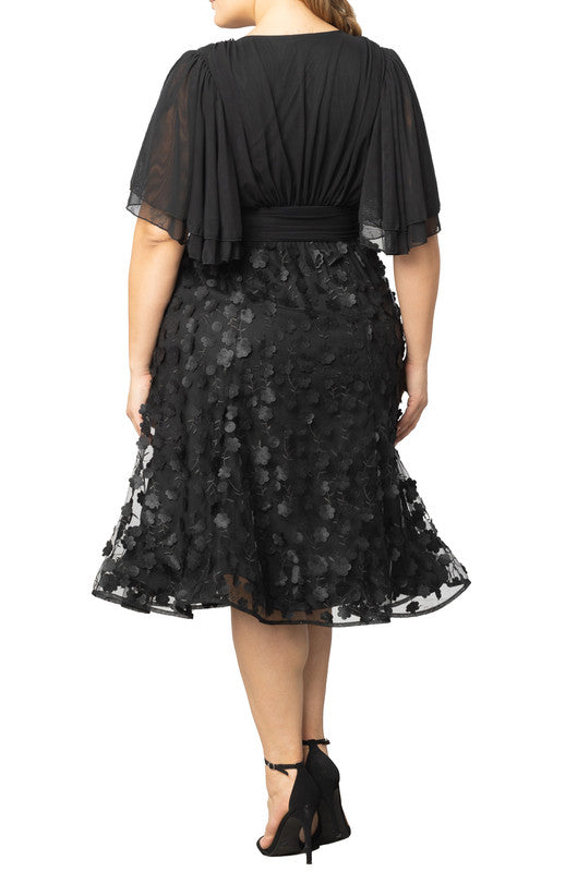 Pretty Petals Mesh Cocktail Dress - Plus