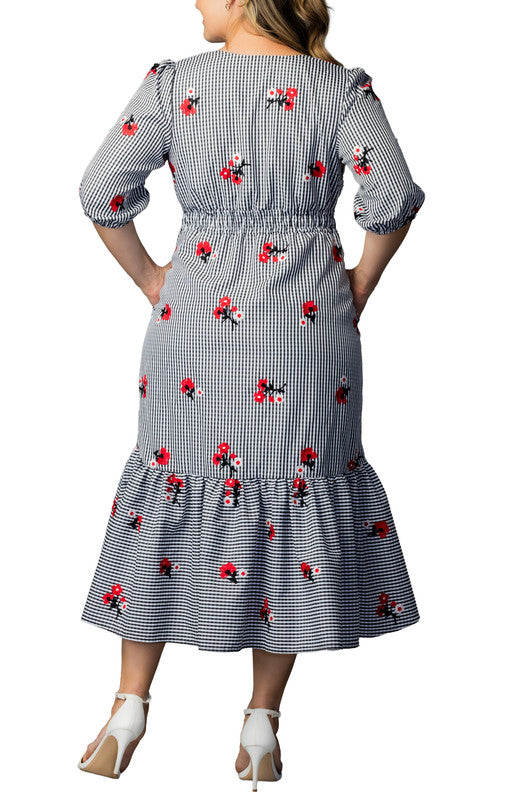 Bailey Square Neck Maxi Dress - Gingham & Florals - Plus