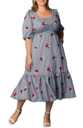 Bailey Square Neck Maxi Dress - Gingham & Florals - Plus