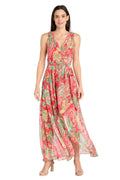 Printed Chiffon Surplice Maxi Dress