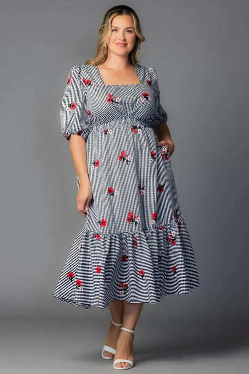 Bailey Square Neck Maxi Dress - Gingham & Florals - Plus