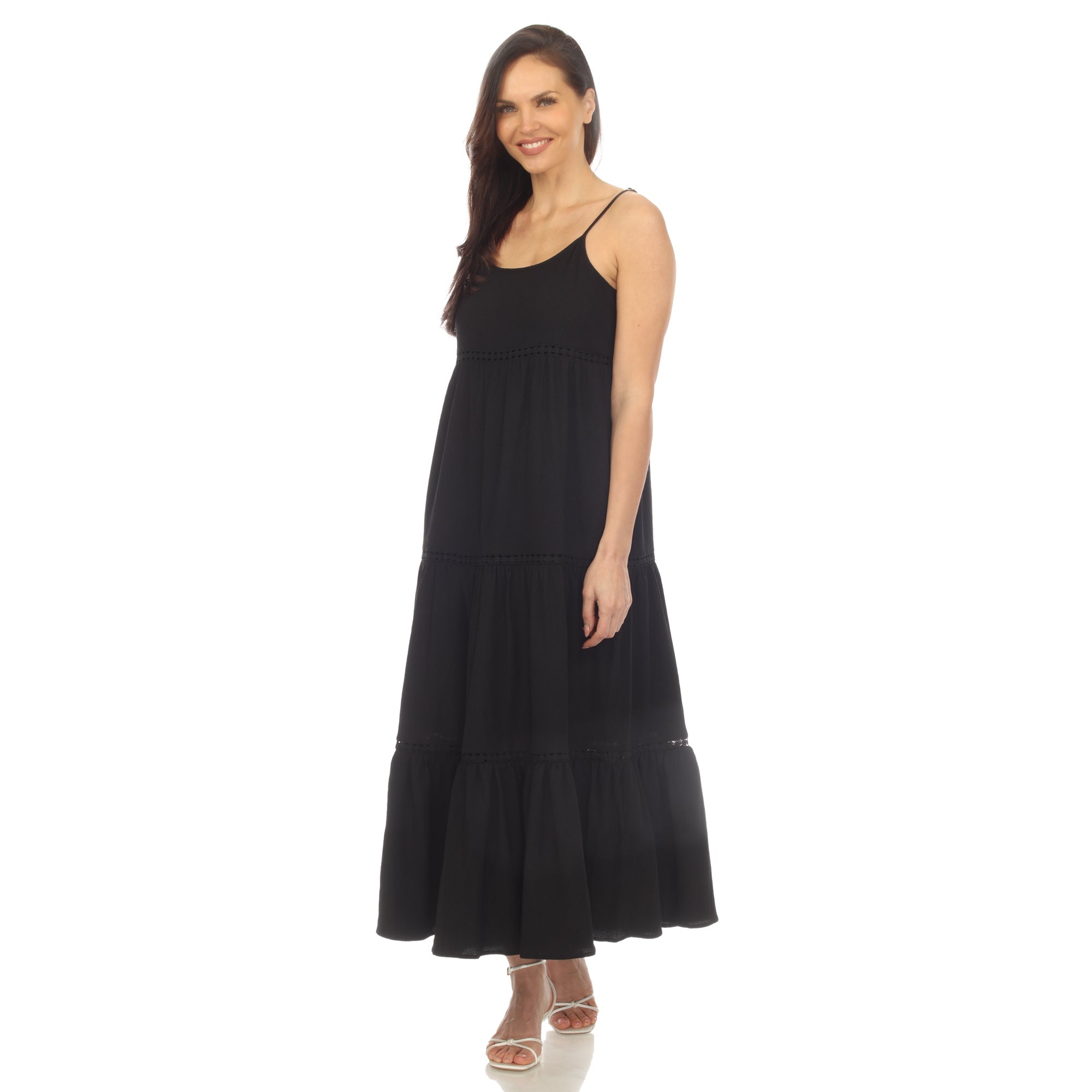 Women's Scoop Neck Tiered Maxi Dress - Plus