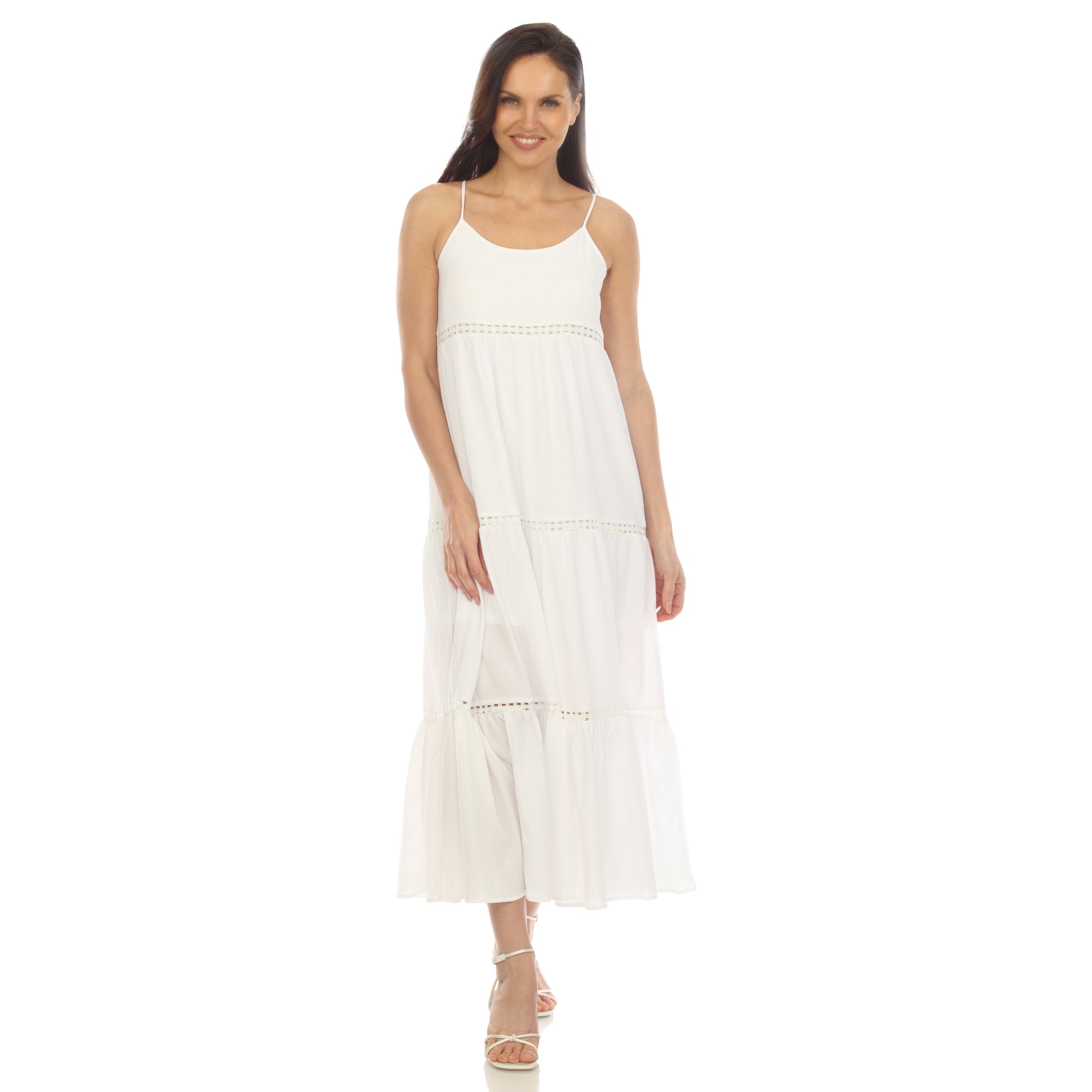 Women's Scoop Neck Tiered Maxi Dress - Plus