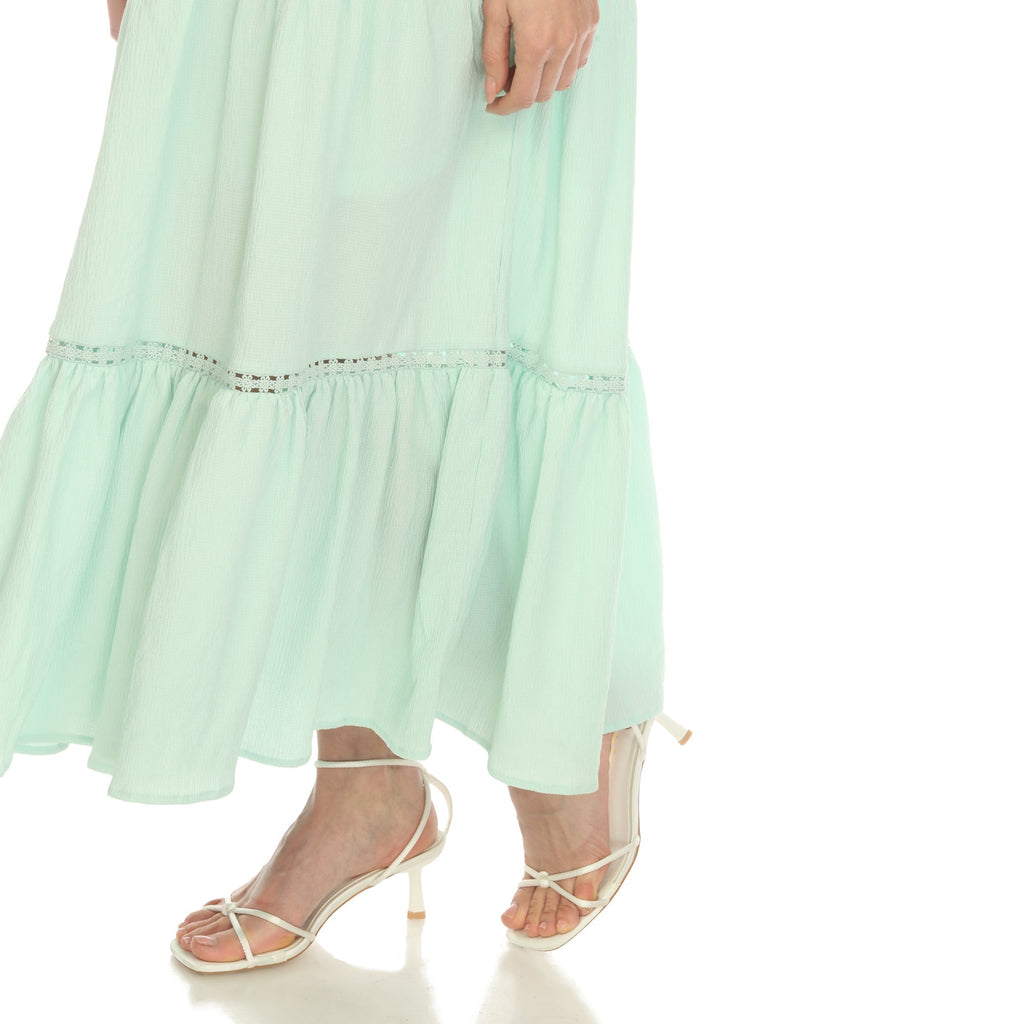 Women's Scoop Neck Tiered Maxi Dress - Plus