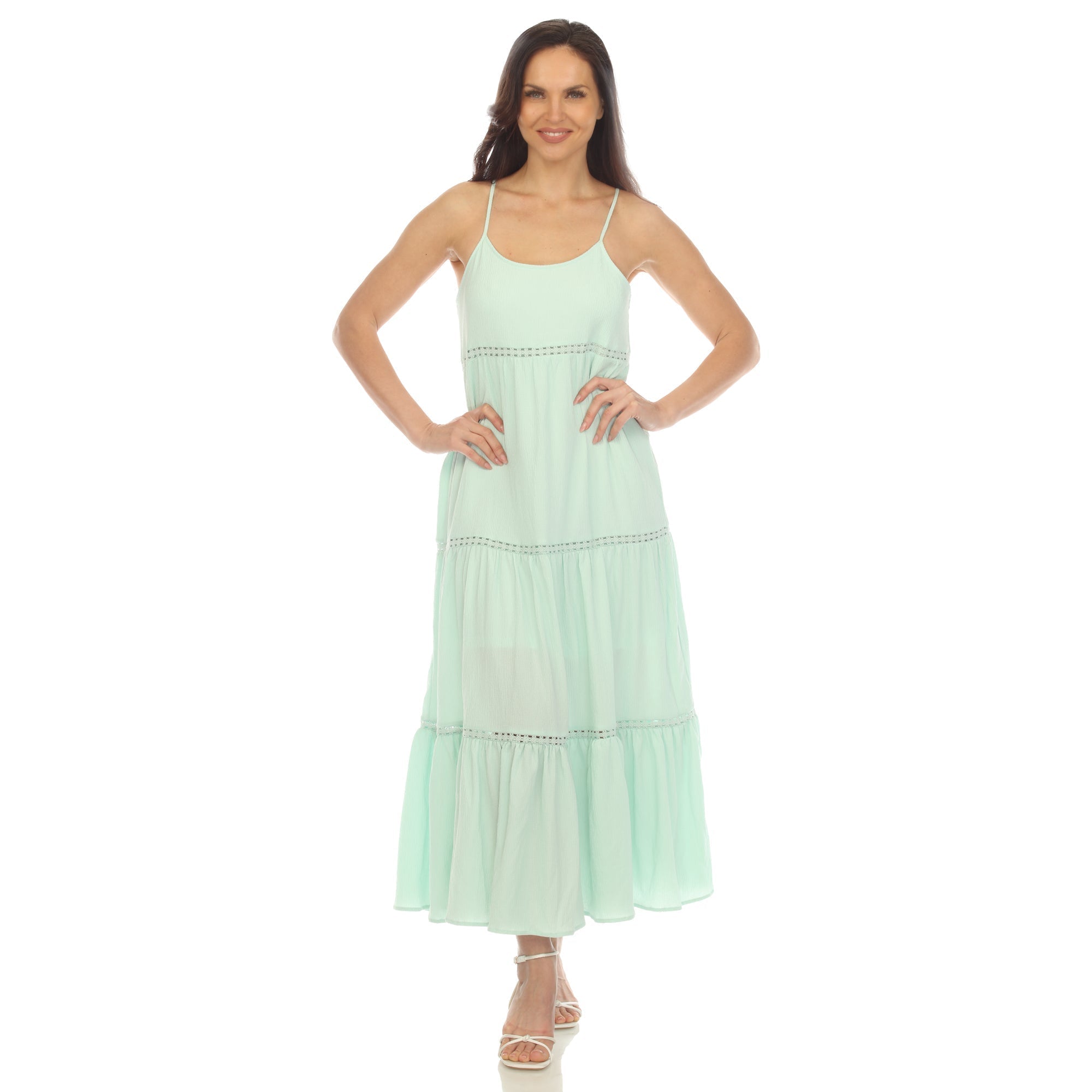 Women's Scoop Neck Tiered Maxi Dress - Plus