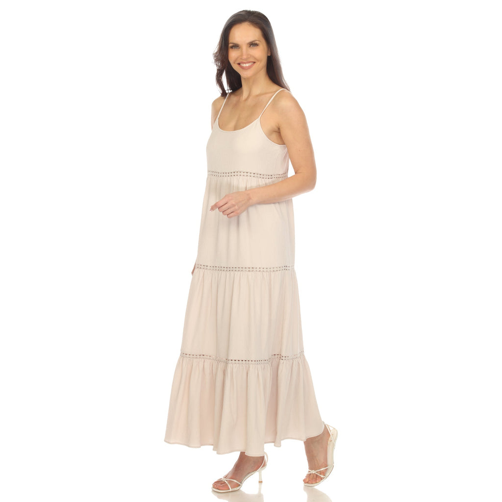 Women's Scoop Neck Tiered Maxi Dress - Plus
