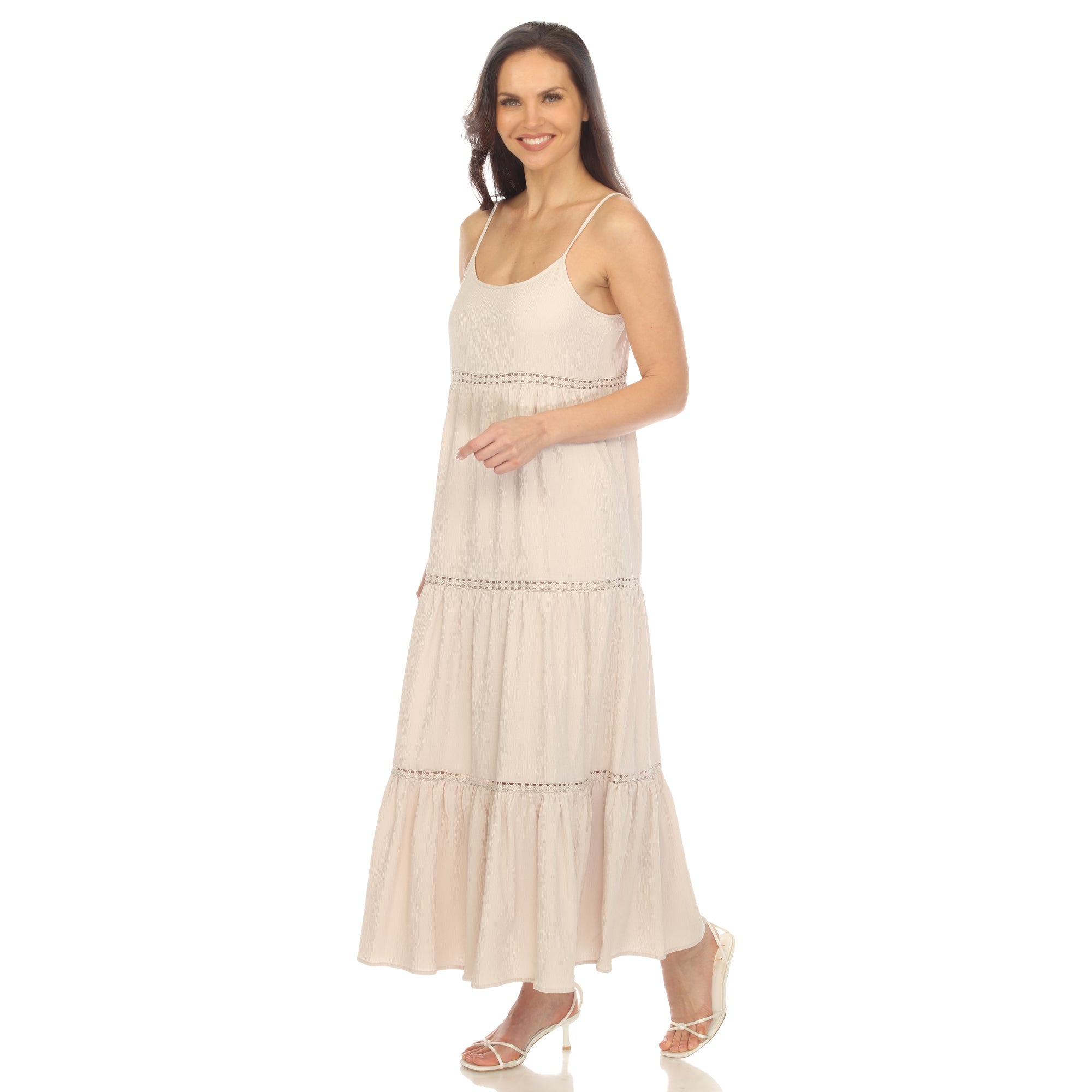 Women's Scoop Neck Tiered Maxi Dress - Plus