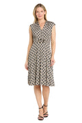 Printed V-Neck Jersey Dress with Hardware