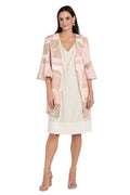 2Pc Jacket Dress with Printed Jacket and Necklace - Petite