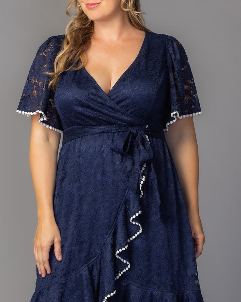 Palermo Lace Faux Wrap Dress - Plus