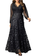 Blossoming Beauty Mesh Evening Gown - Black