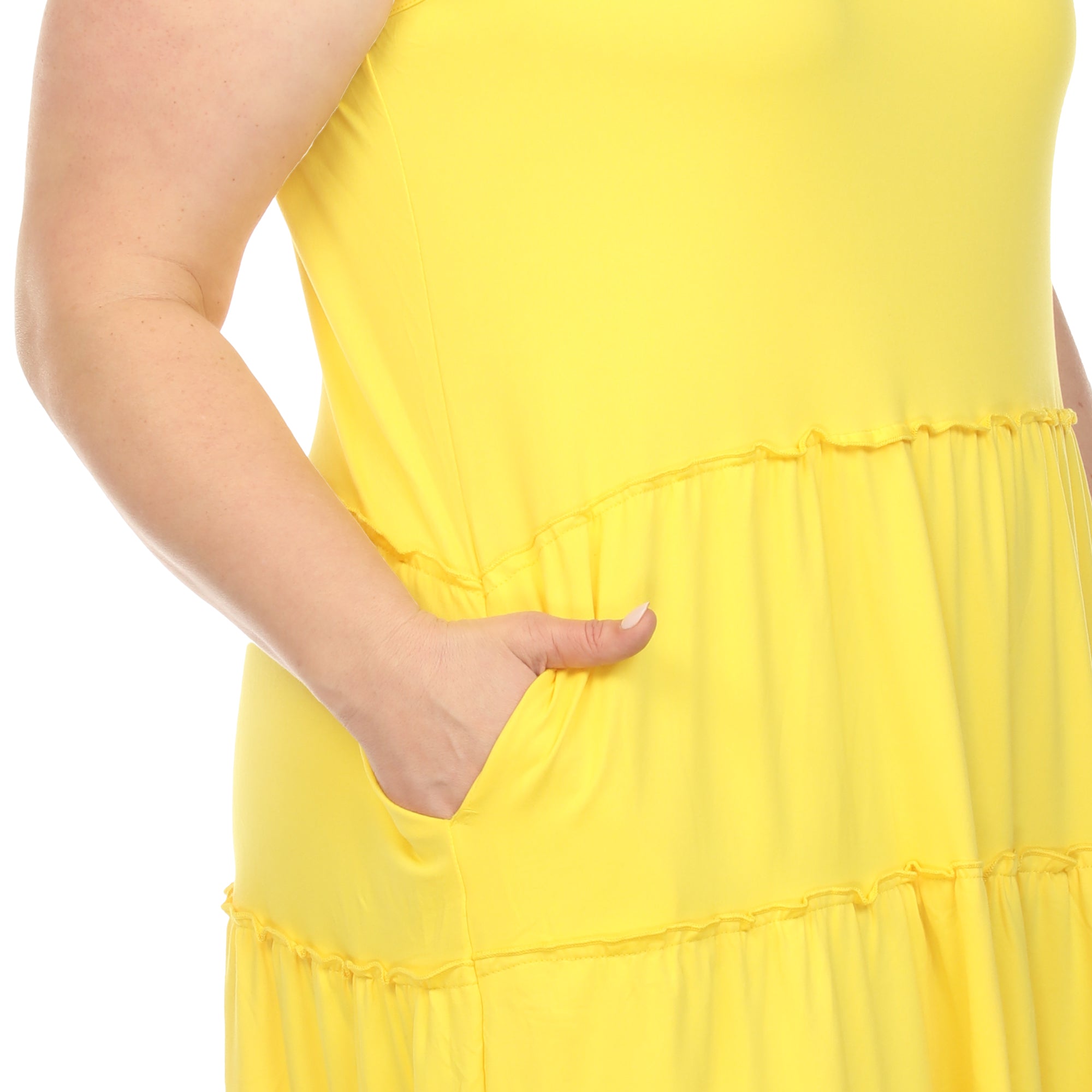 Scoop Neck Tiered Midi Dress - Plus