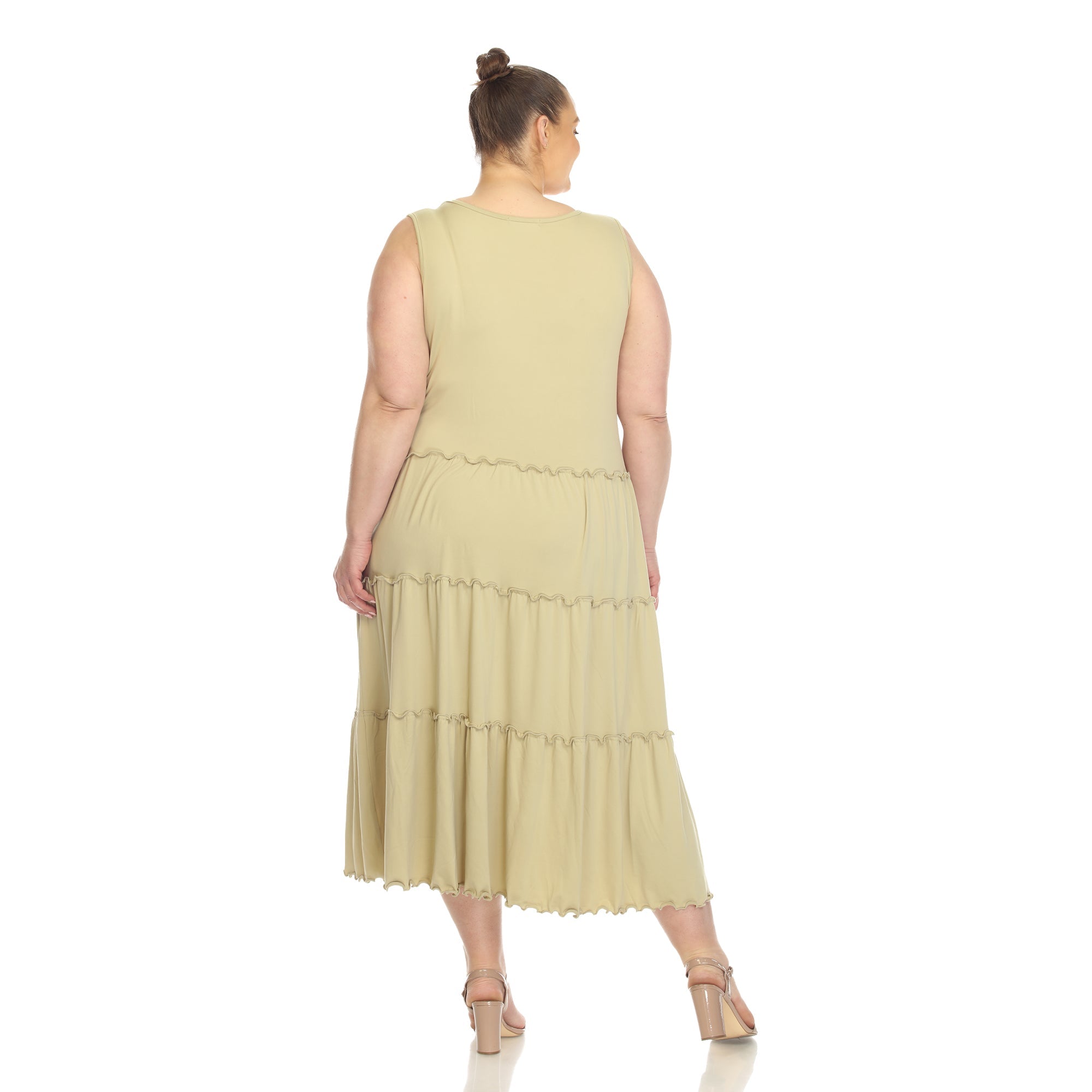 Scoop Neck Tiered Midi Dress - Plus