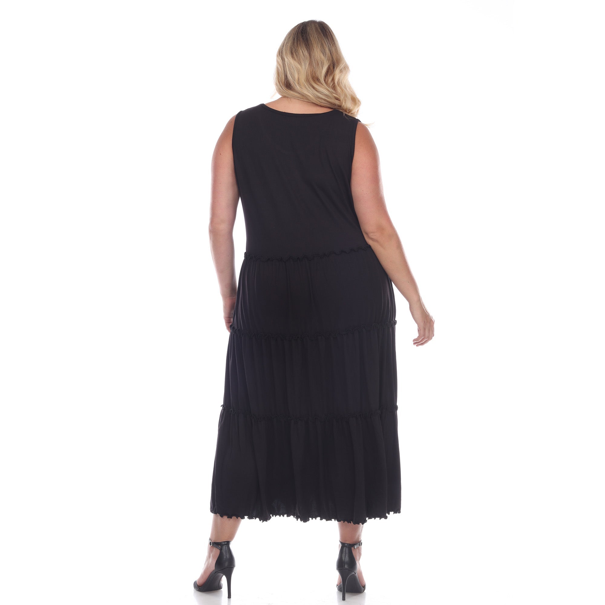 Scoop Neck Tiered Midi Dress - Plus