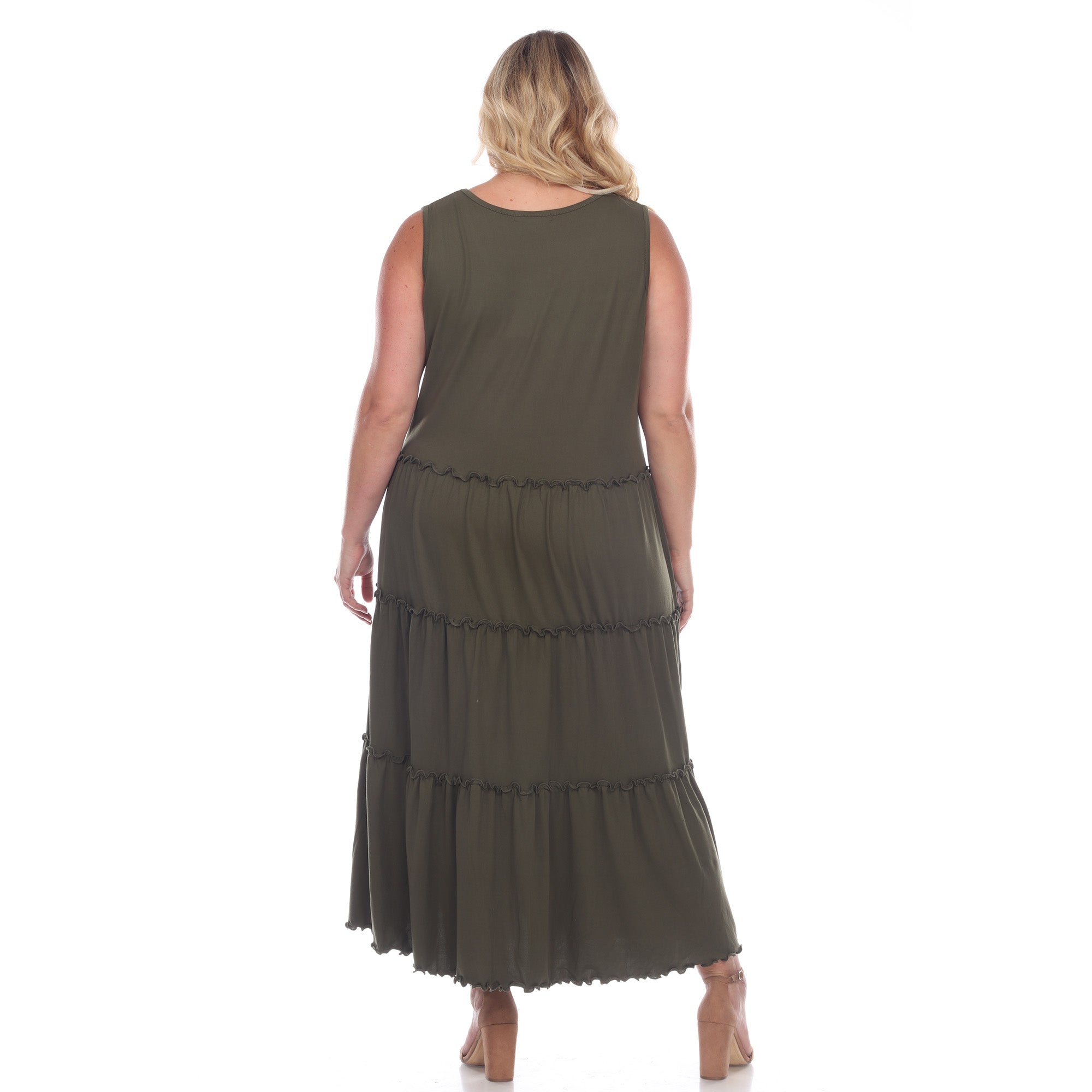 Scoop Neck Tiered Midi Dress - Plus