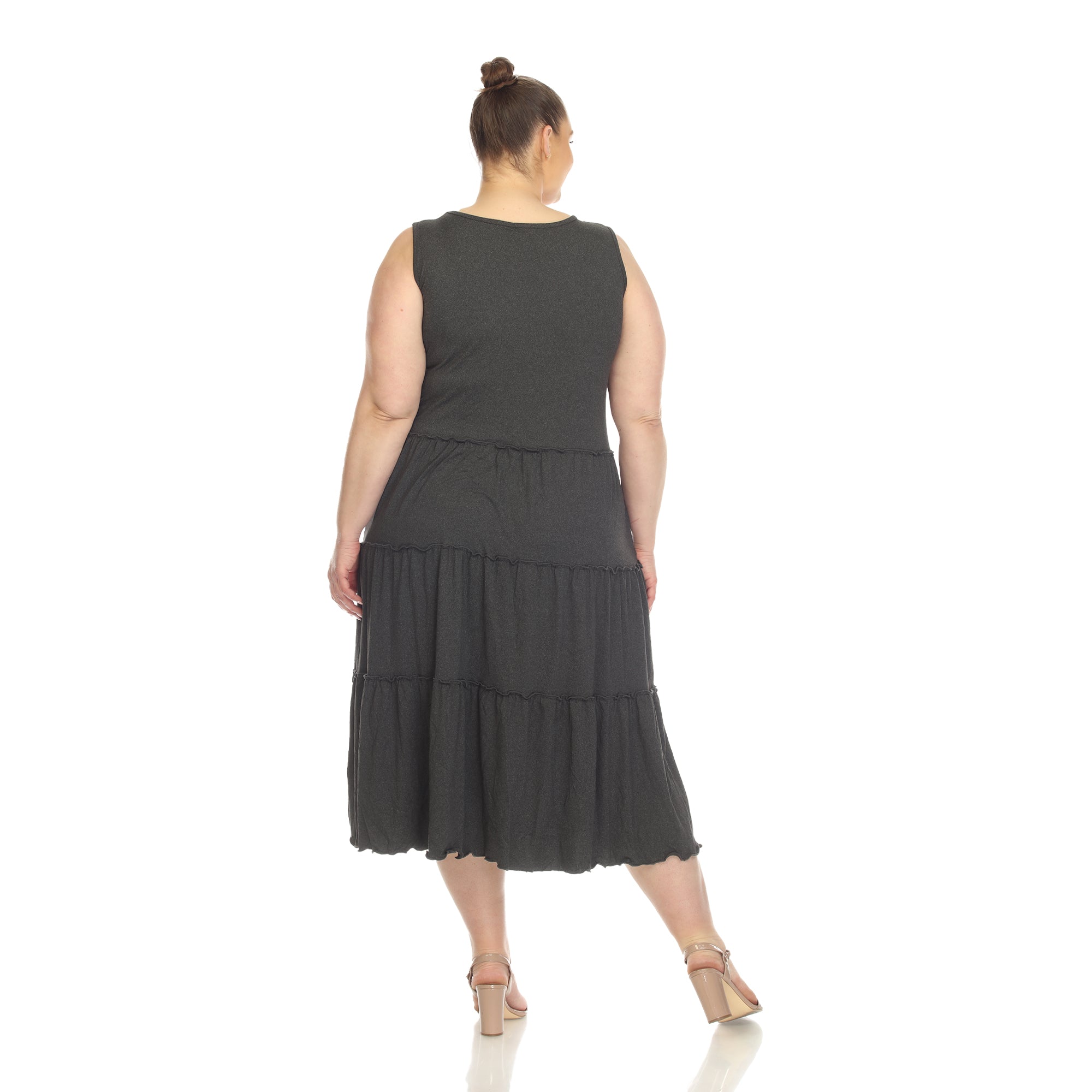 Scoop Neck Tiered Midi Dress - Plus