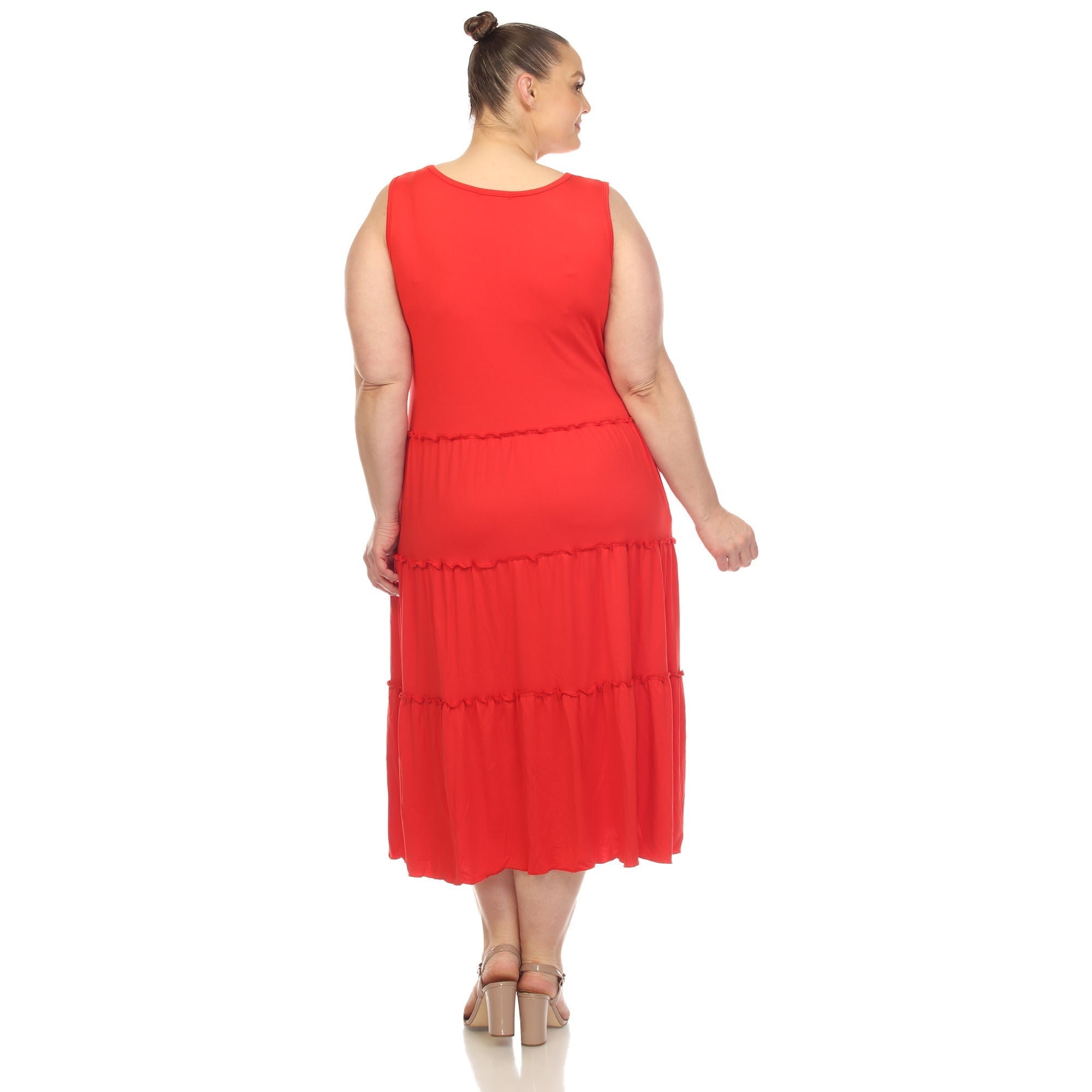 Scoop Neck Tiered Midi Dress - Plus