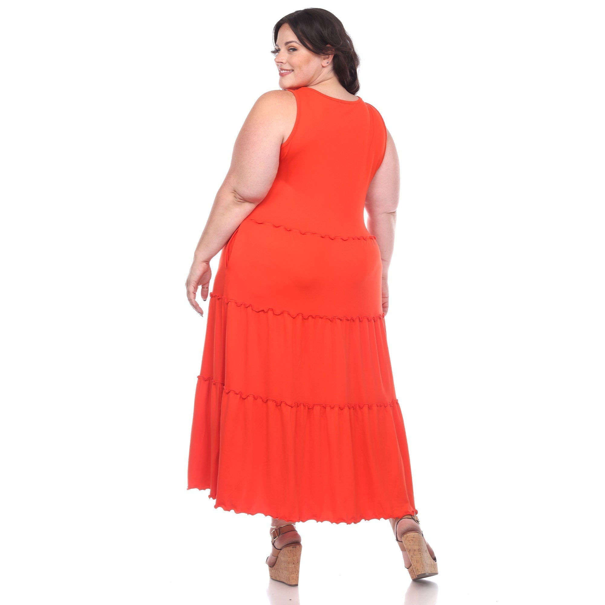 Scoop Neck Tiered Midi Dress - Plus