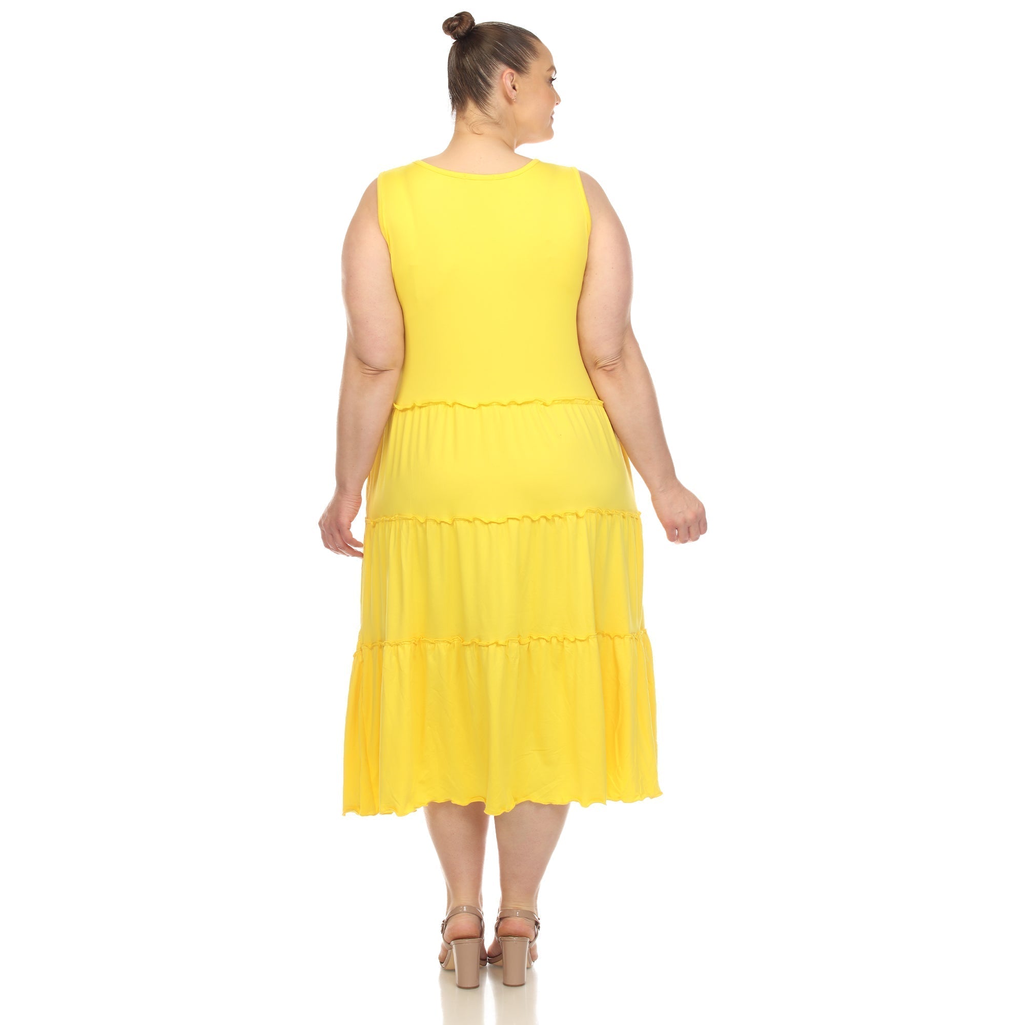 Scoop Neck Tiered Midi Dress - Plus